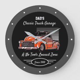 Classic Lastbil Garage Pappa någon Namn Chevy Blac Stor Klocka