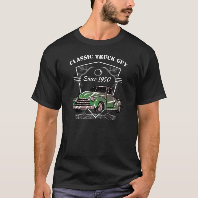 Classic Lastbil Guy sedan Grönten Chevy Pickup  T Shirt (Framsida)