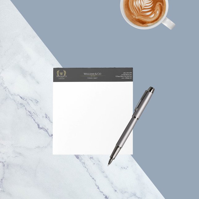 Classic Laurel WandeBlack Guld Monogram Anteckningsblock (Skapare uppladdad)