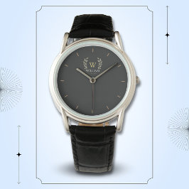 Classic Laurel WandeBlack Guld Monogram Armbandsur