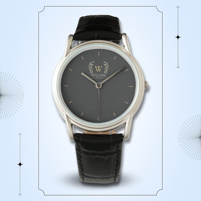 Classic Laurel WandeBlack Guld Monogram Armbandsur (Skapare uppladdad)