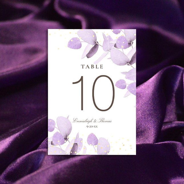 Classic Lavender Eucalyptus Glitter Bröllop Bord Bordsnummer (Skapare uppladdad)