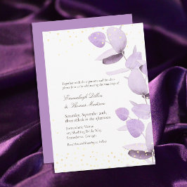 Classic Lavender Eucalyptus Glitter Bröllop Invita Inbjudningar