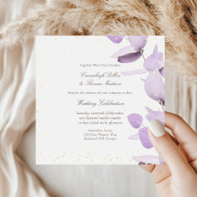 Classic Lavender Eucalyptus Glitter Bröllop Invita