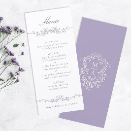 Classic Lavender Floral Border Wedding Meny