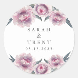 Classic Lavender Flowers Round Sticker Runt Klistermärke