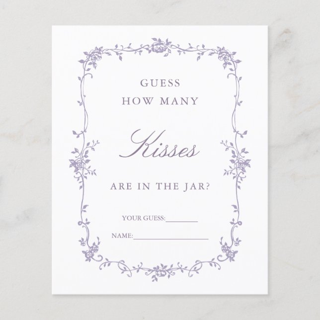 Classic Lavender 'Guess How Many' Bridal Game (Framsida)