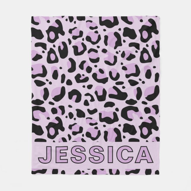 Classic Lavender Pink Leopard Print Fleecefilt (Framsidan)