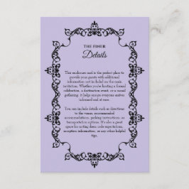 Classic Lavender Purple Ornately Framed Wedding Tilläggskort