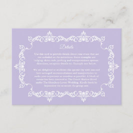 Classic Lavender Purple Ornately Framed Wedding Tilläggskort