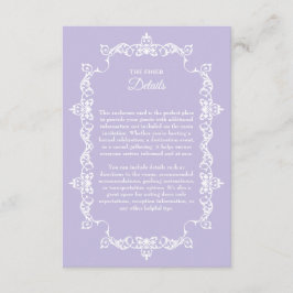 Classic Lavender Purple Ornately Framed Wedding Tilläggskort