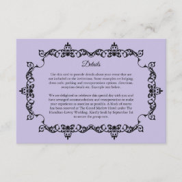 Classic Lavender Purple Ornately Framed Wedding Tilläggskort