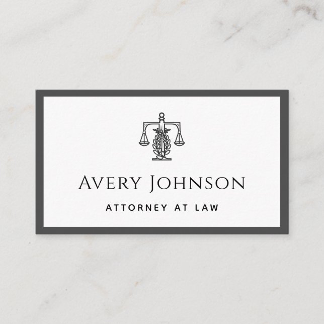 Classic Law Lawyer skalar Logotyp Grått & White Bo Visitkort (Framsida)