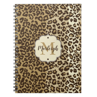 Classic Leopard Print Anpassningsbar Monogram Namn Anteckningsbok