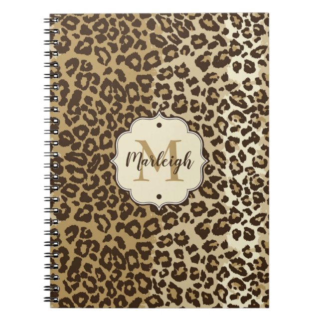Classic Leopard Print Anpassningsbar Monogram Namn Anteckningsbok (Framsidan)