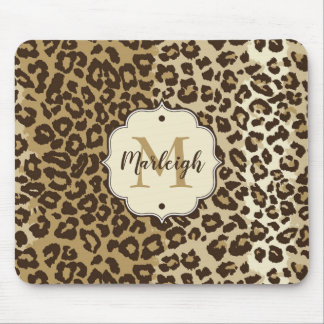Classic Leopard Print Anpassningsbar Monogram Namn Musmatta
