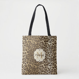 Classic Leopard Print Anpassningsbar Monogram Namn Tygkasse