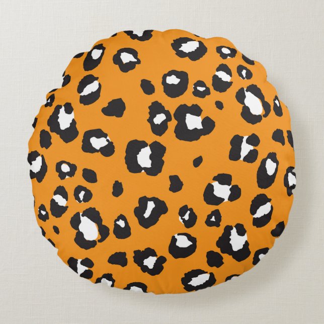 Classic Leopard Print Mönster Rund Kudde (Framsidan)