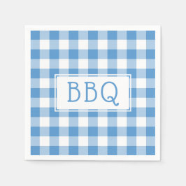 Classic Light Blue White Gingham Mönster BBQ Party Pappersservett