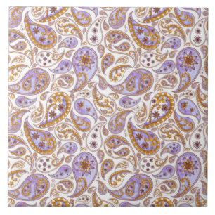 Classic Lila och Brown Vintage Paisley Mönster Kakelplatta