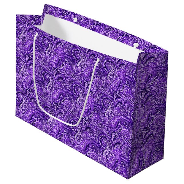 Classic Lila Paisley Large Gift Bag (Framsidan Vinklad)