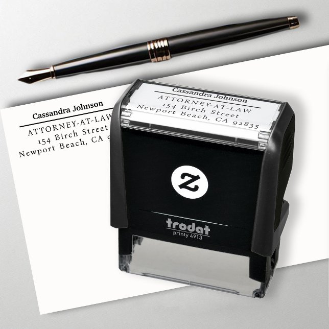 Classic Line Business Law Lawyer Adress Självfärgande Stämpel (business corporate return address details inking stamp lawyer law paralegal attorney modern classic )