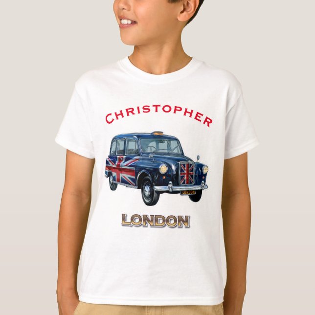 Classic London Black Taxicab T Shirt (Framsida)