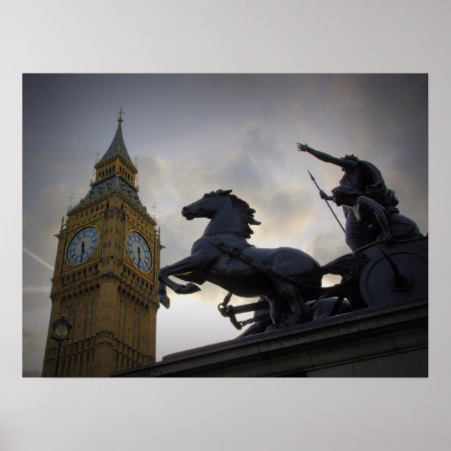 Classic London - Boadicea Statue - Big Ben Poster (Framsidan)