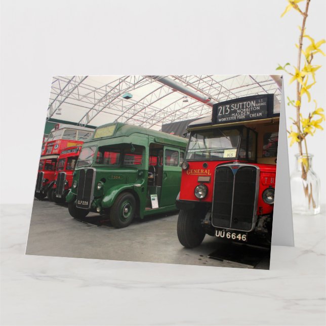 Classic London Buss Kort (Gul blomma)