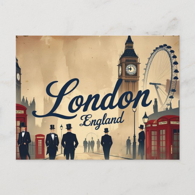 Classic London i Retro Vykort (Framsida)