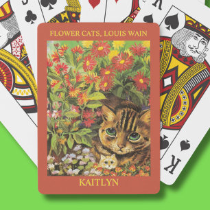 Classic Louis Wain Flower Cats Personlig Casinokort