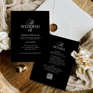 Classic Luxe Black Allt i en QR-kod Bröllop Inbjudningar