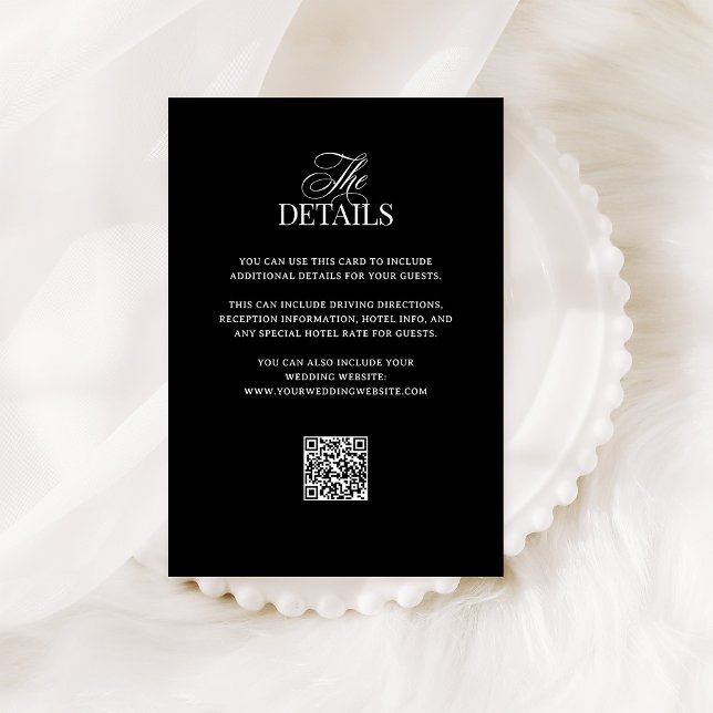 Classic Luxe Black | Information om QR-kod Bröllop Tilläggskort (Skapare uppladdad)