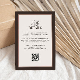 Classic Luxe Brown | QR Code Wedding Guest Details Tilläggskort