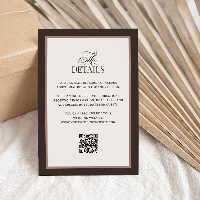 Classic Luxe Brown | QR Code Wedding Guest Details Tilläggskort (Skapare uppladdad)