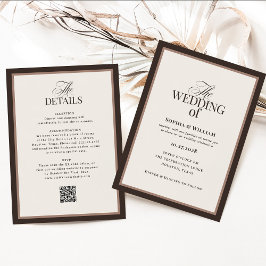 Classic Luxe | Brun Neutral RSVP QR-kod Bröllop Inbjudningar