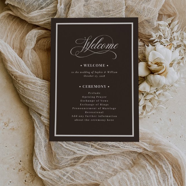 Classic Luxe | Dark Espresso Brown Wedding Program (Skapare uppladdad)