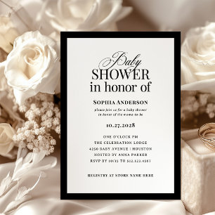 Classic Luxe   Elegant Black and White Baby Shower Inbjudningar