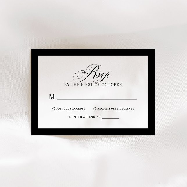 Classic Luxe | Elegant Black and White Bröllop OSA Kort (Skapare uppladdad)