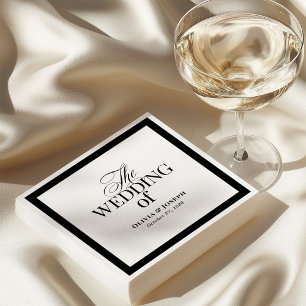 Classic Luxe Elegant Black and White Bröllop Pappersservett