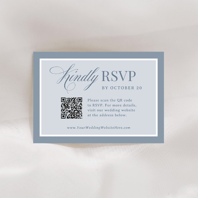 Classic Luxe | Elegant Dusty Blue QR Code Wedding OSA Kort (Skapare uppladdad)