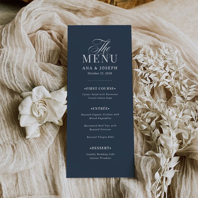 Classic Luxe | Elegant Navy Blue Wedding Meny (Skapare uppladdad)