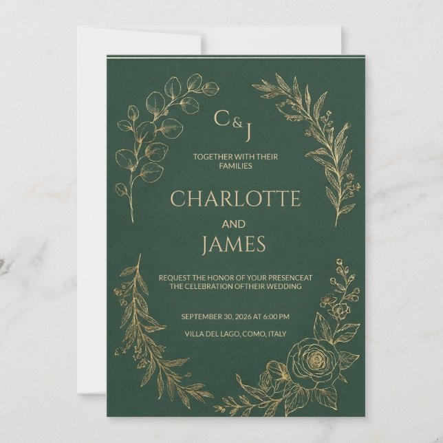 Classic Luxe | Elegant Sage Green Wedding Invitati (Framsida)