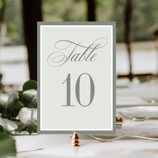 Classic Luxe | Elegant Sage Grönt Bröllop Bordsnummer (Skapare uppladdad)