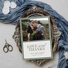 Classic Luxe | Elegant Sage Grönt Bröllop Photo Tack Kort