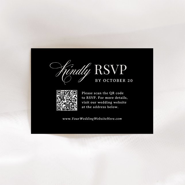 Classic Luxe | Svart skannerbar QR-kod Bröllop OSA Kort (Skapare uppladdad)