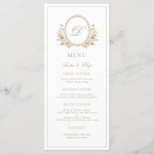Classic Luxe Vapensköld Monogram Bröllop Menu