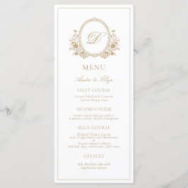 Classic Luxe Vapensköld Monogram Bröllop Menu Meny