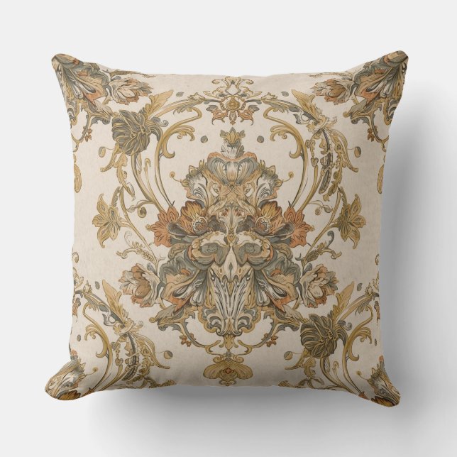 Classic, Luxury Ornament, Gold Beigi Grey Kudde (Framsida)