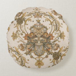 Classic, Luxury Ornament, Gold Beigi Grey Rund Kudde